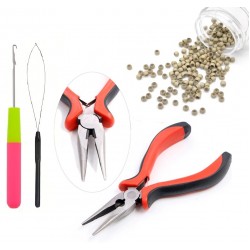 Set Nano Ring Extensii Par cu 100 Inele cu silicon Blond Ash + Cleste, Iglita si Croseta NR002CC